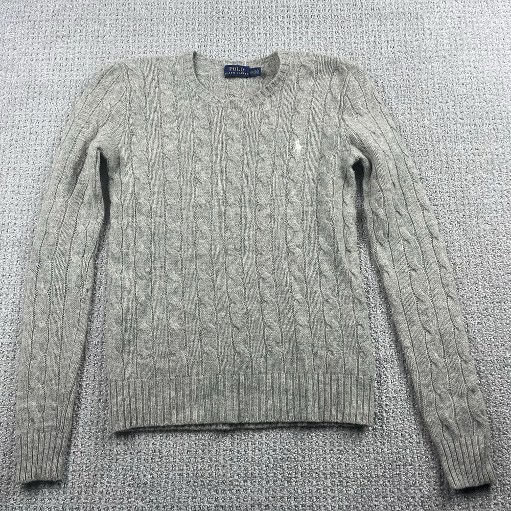 Polo Ralph Lauren Wool Cashmere Cable Knit Sweater Gray Women XS